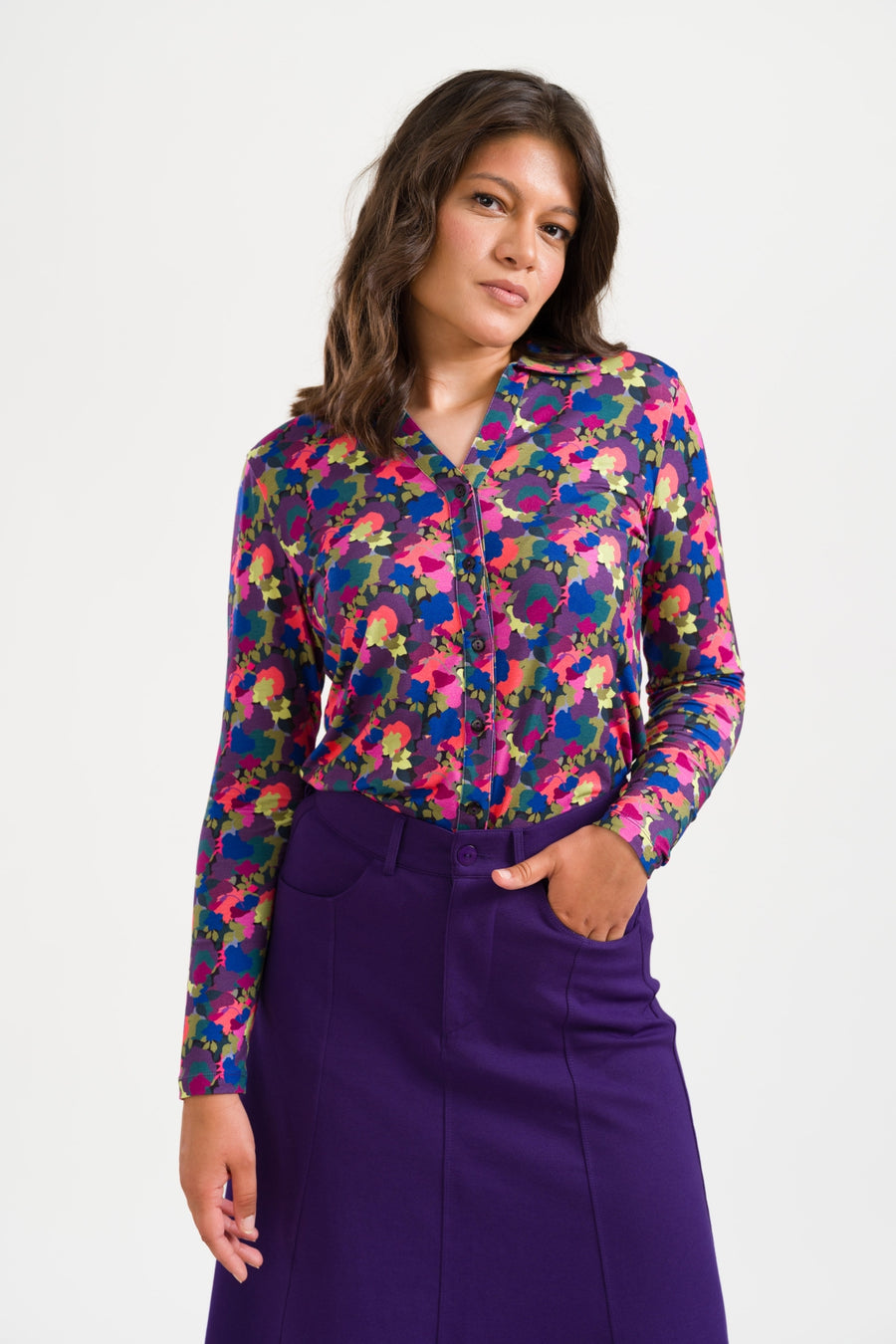 Lena Blouse LS Bloom Boom | Moonless Night