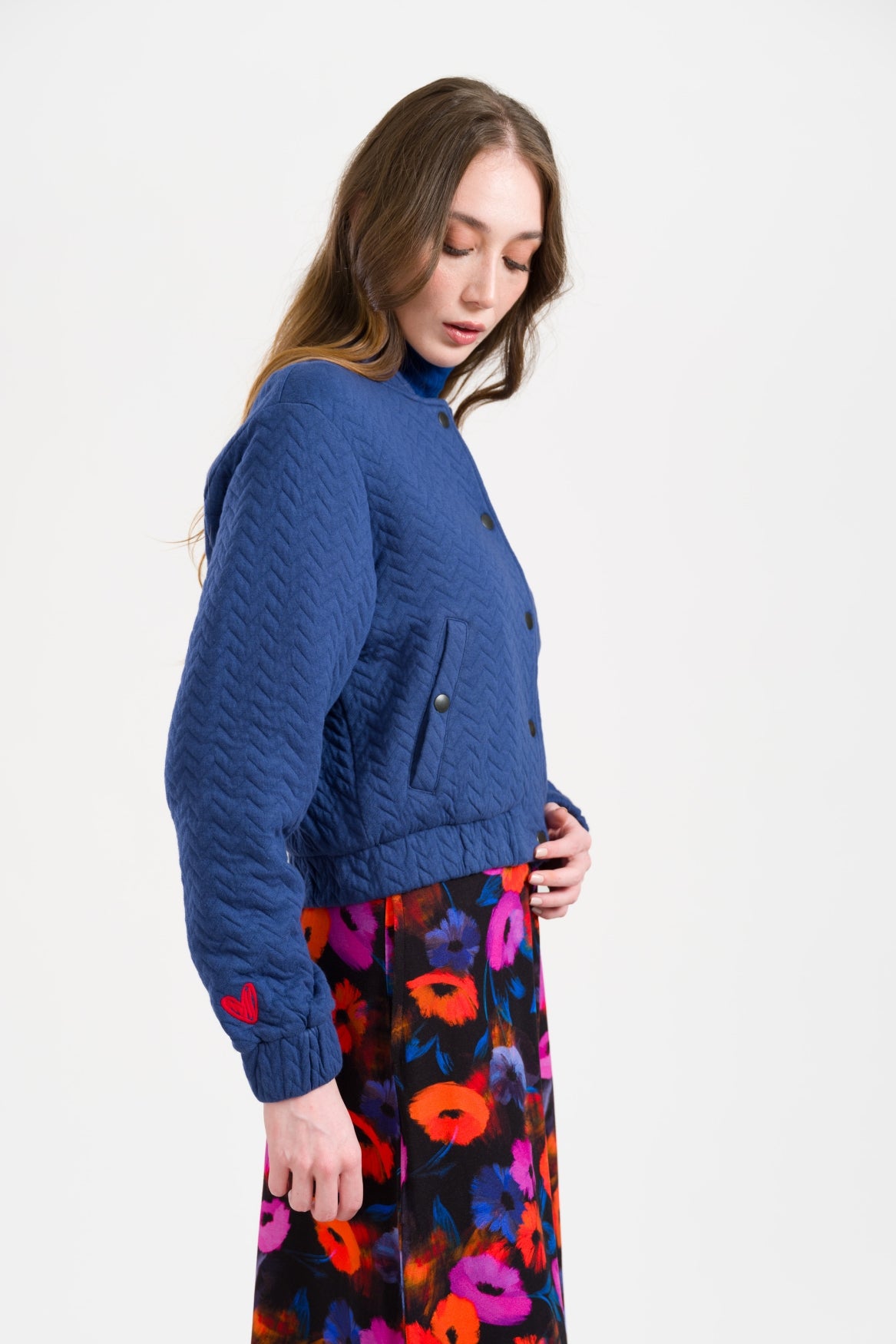 Billie Jacket Capitone | Navy Peony
