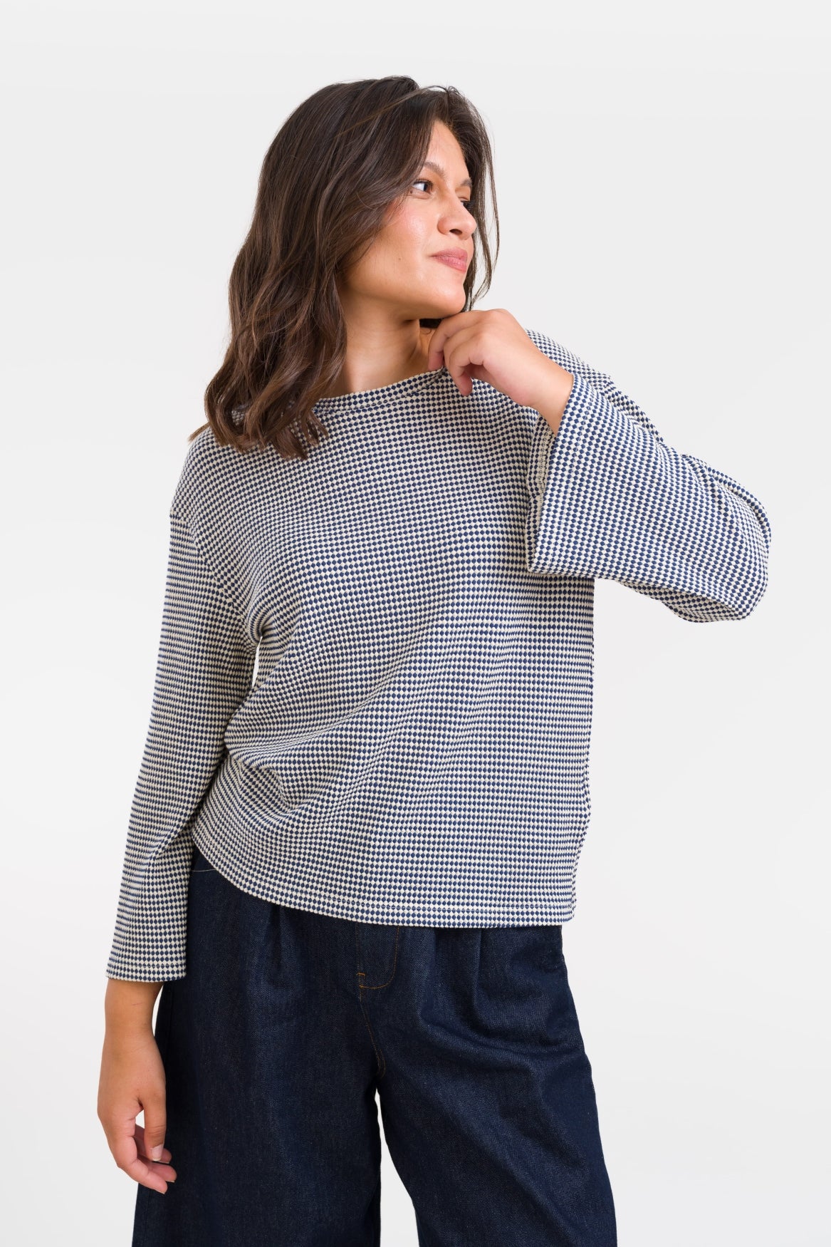 Cherry Oversized Top Double Dot | Navy Peony