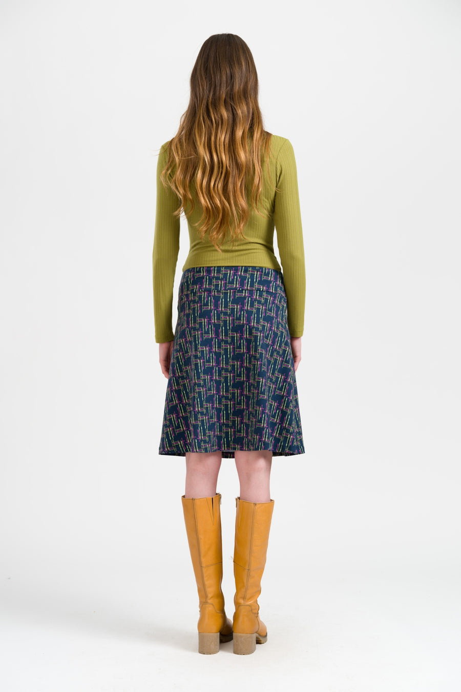 Esmee Skirt Electric Weave | Navy Peony
