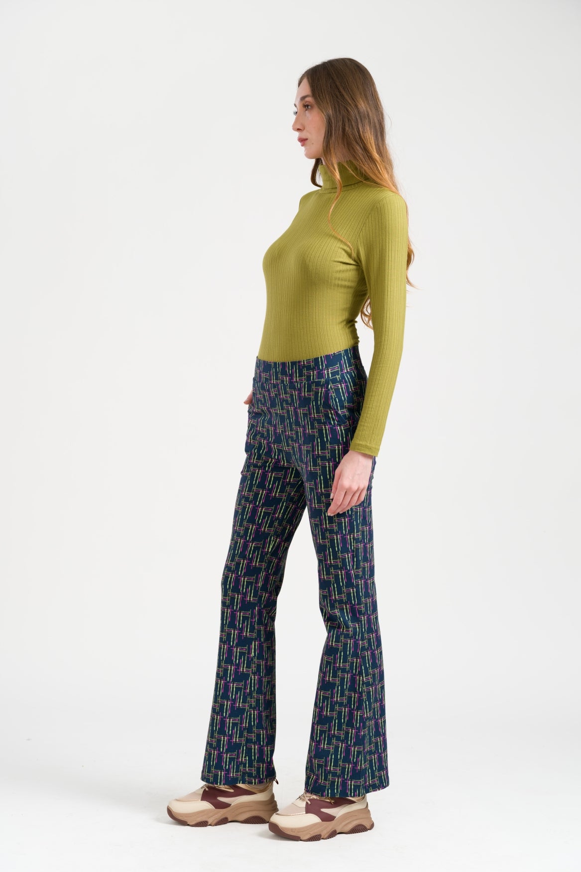 Lieke Trousers Electric Weave | Navy Peony