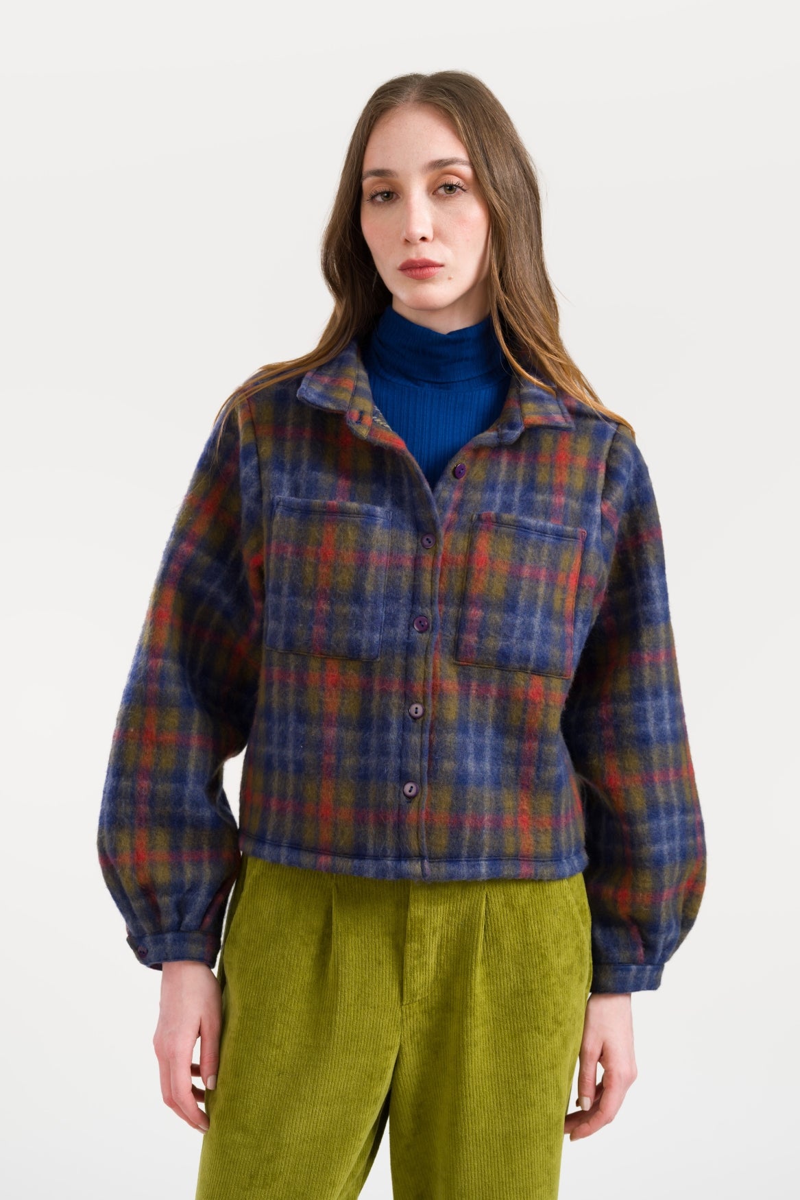 Abby Overshirt Felt Tartan | Sphagnum