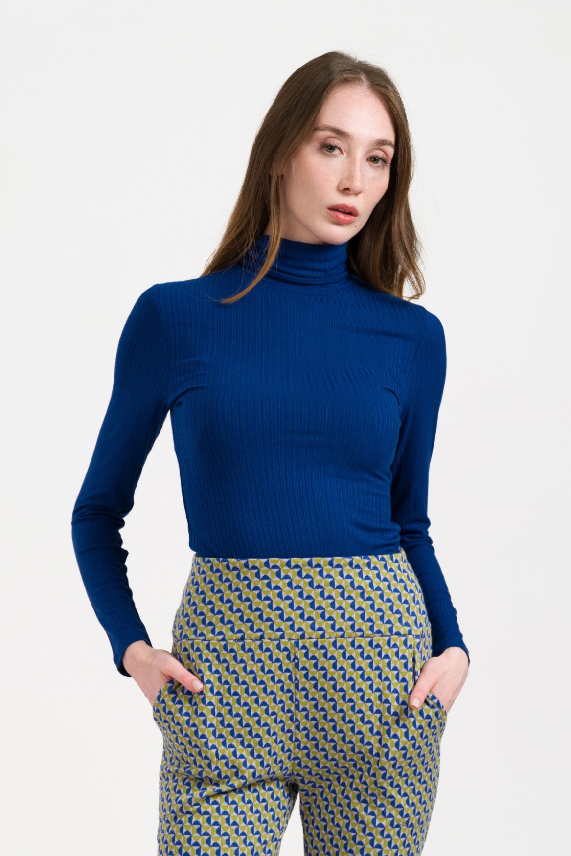 Ruby Top Jersey Rib | Navy Peony