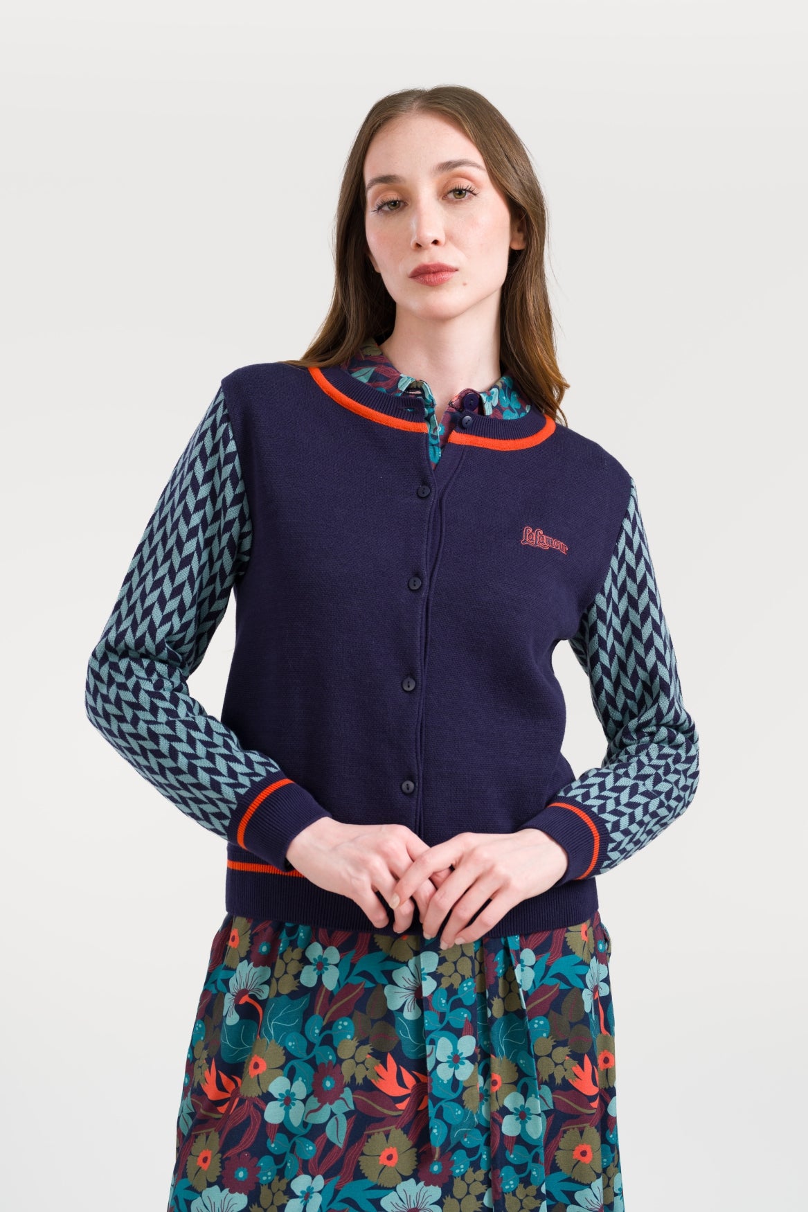 Cardigan Slow Bloomer Knitwear | Navy Peony