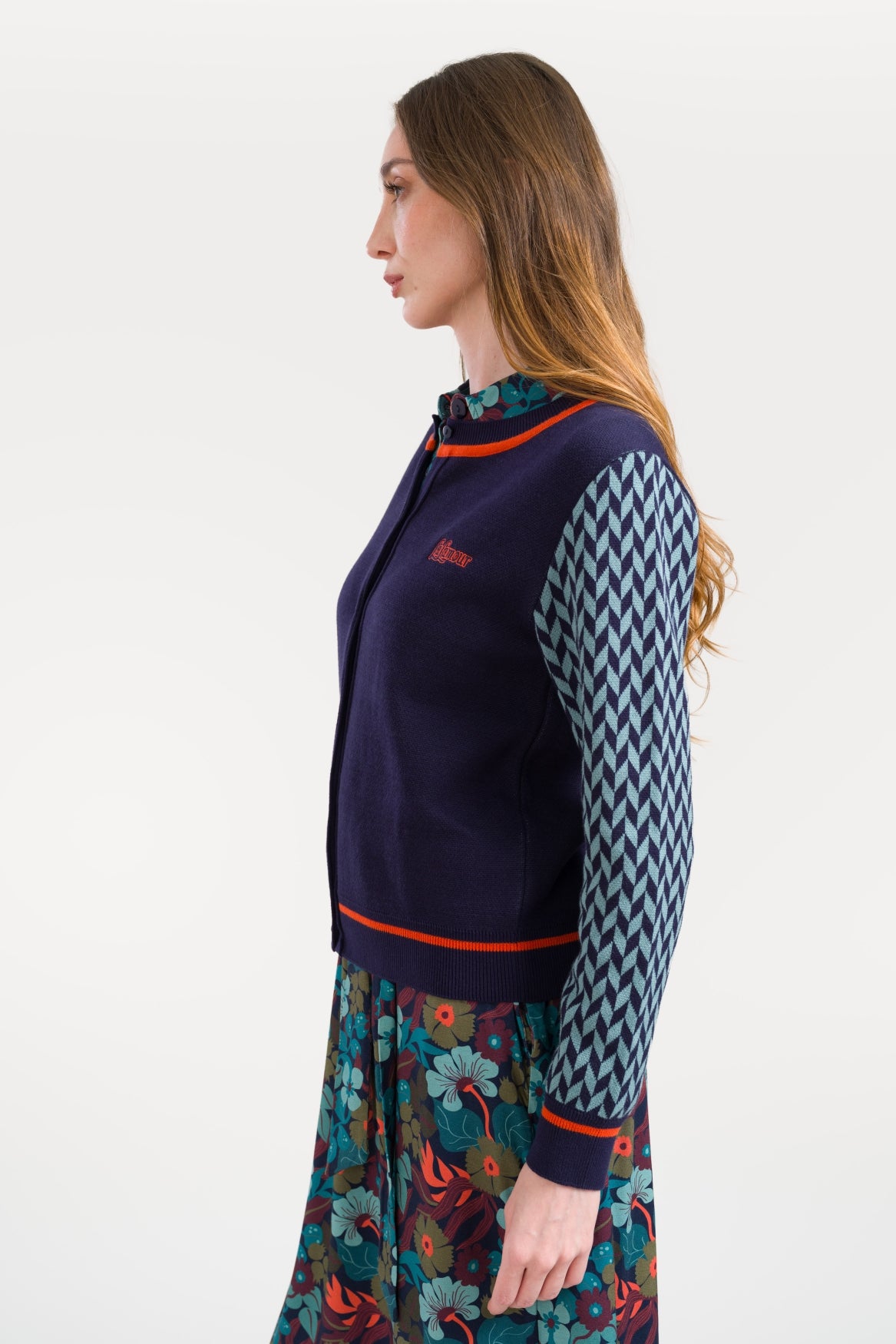 Cardigan Slow Bloomer Knitwear | Navy Peony