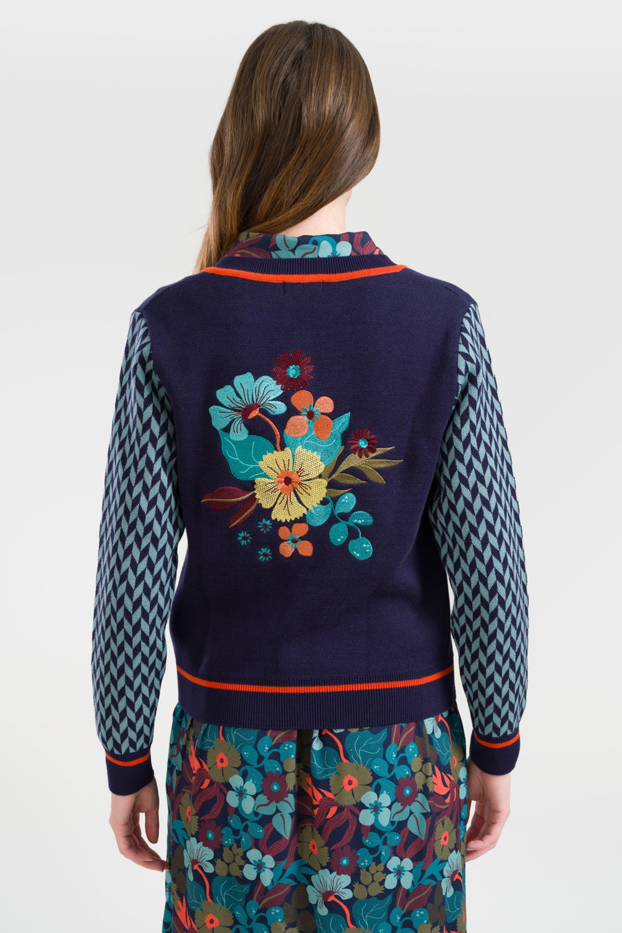 Cardigan Slow Bloomer Knitwear | Navy Peony