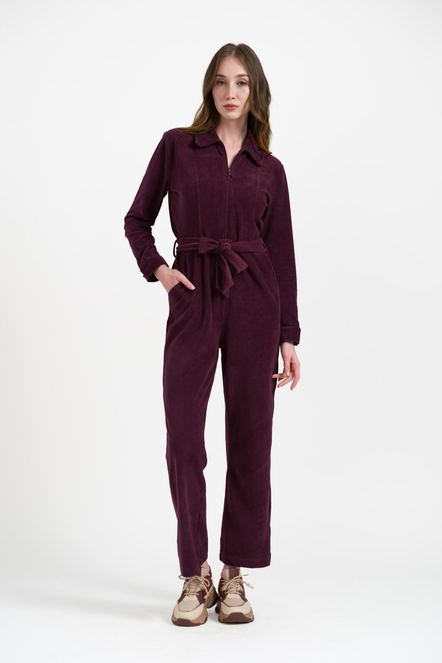Ginger Jumpsuit Rib Velour | Fig