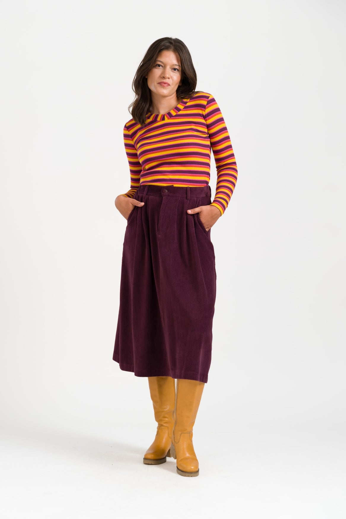 Isla Skirt Rib Velour | Fig