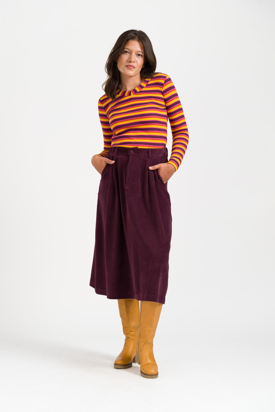 Isla Skirt Rib Velour | Fig