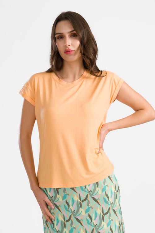 Vera Top SS Jersey Uni | Peach Cobbler