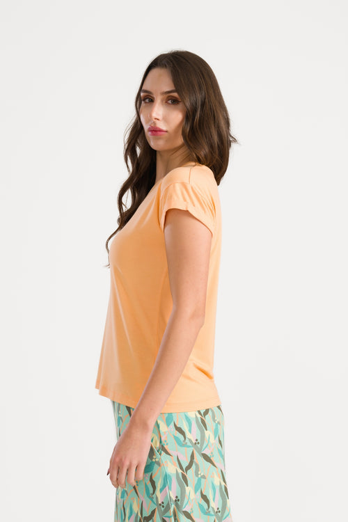 Vera Top SS Jersey Uni | Peach Cobbler