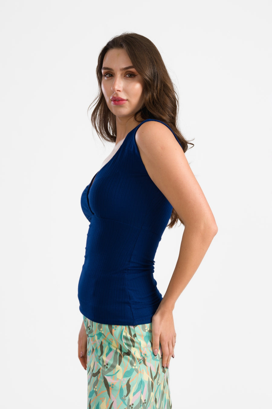 Monroe Top Gerippt aus Jersey | Marineblau