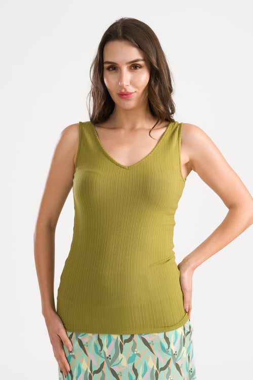 Stella Tanktop Jersey Ripp | Golden Cypress