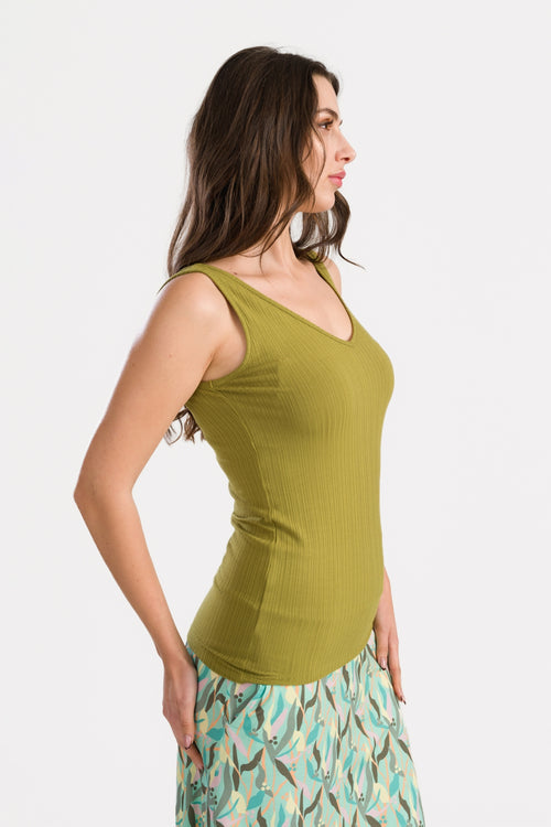 Stella Tanktop Jersey Ripp | Golden Cypress