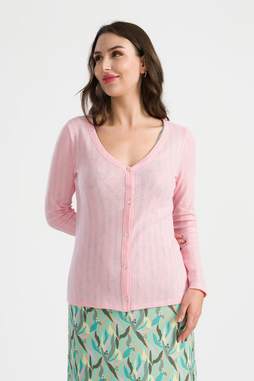 Strickjacke Pointelle | Rosa liebkost