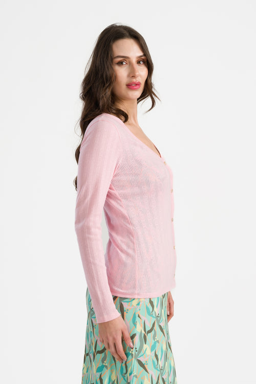 Strickjacke Pointelle | Rosa liebkost