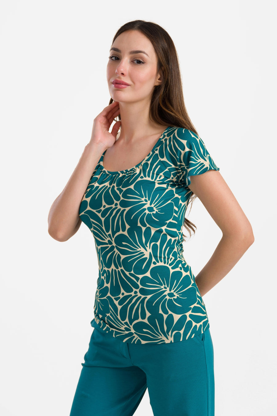 Kurzarm-Top mit Schmetterlingsmotiv | Flower Lake