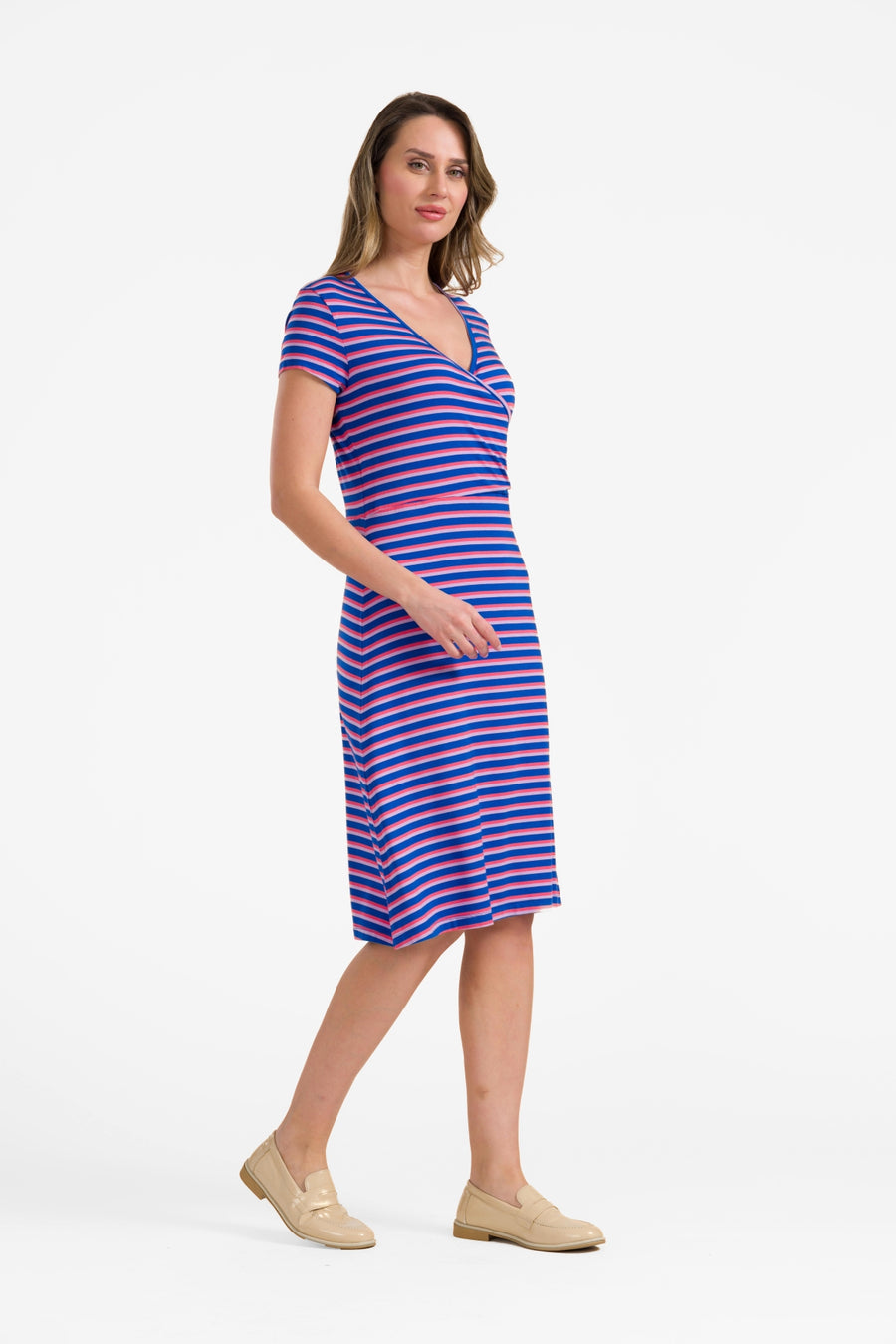 Chrissy Cross Kleid | Happy Stripes Blue
