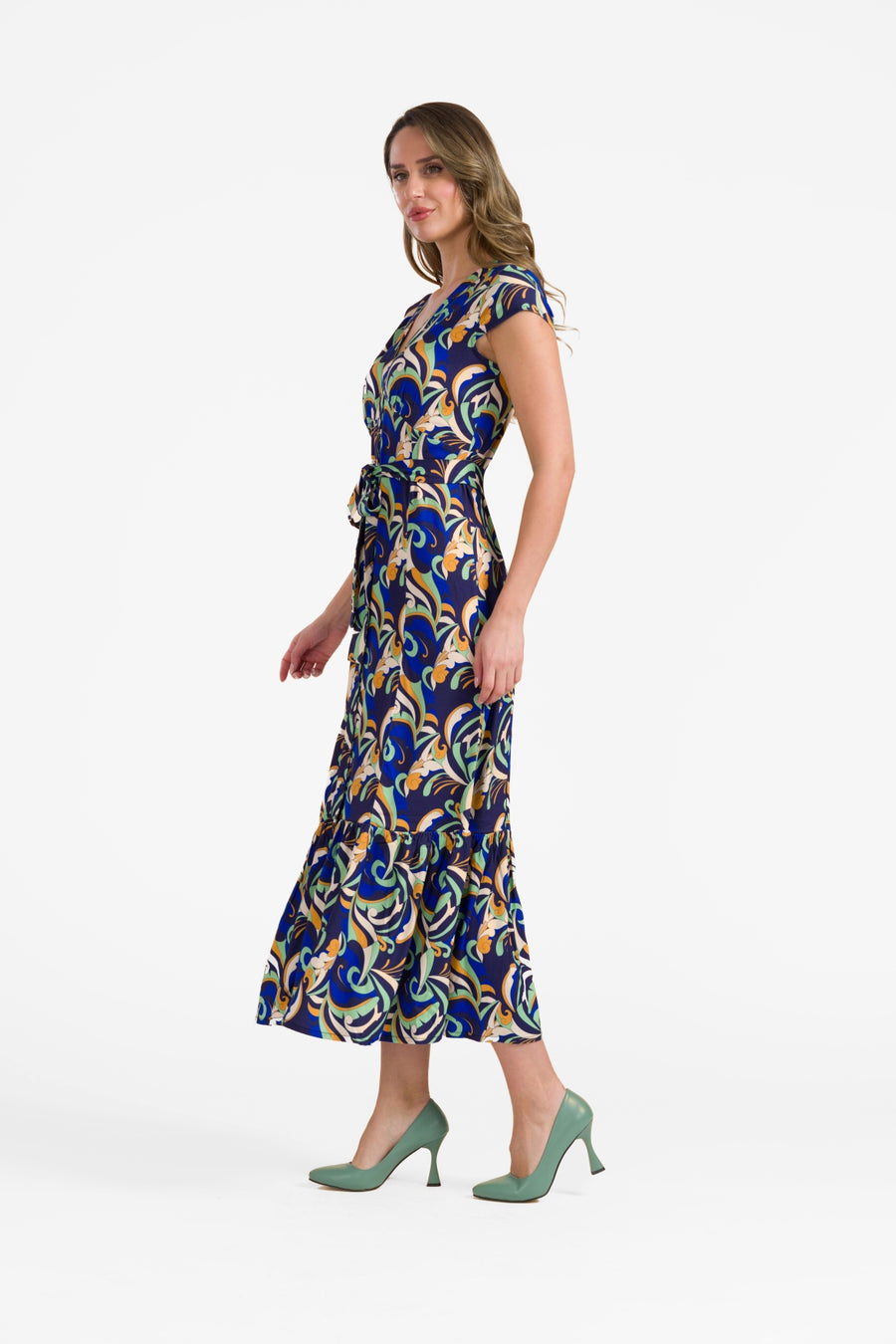 Maud Maxikleid mit kurzen Ärmeln | Abstrakt