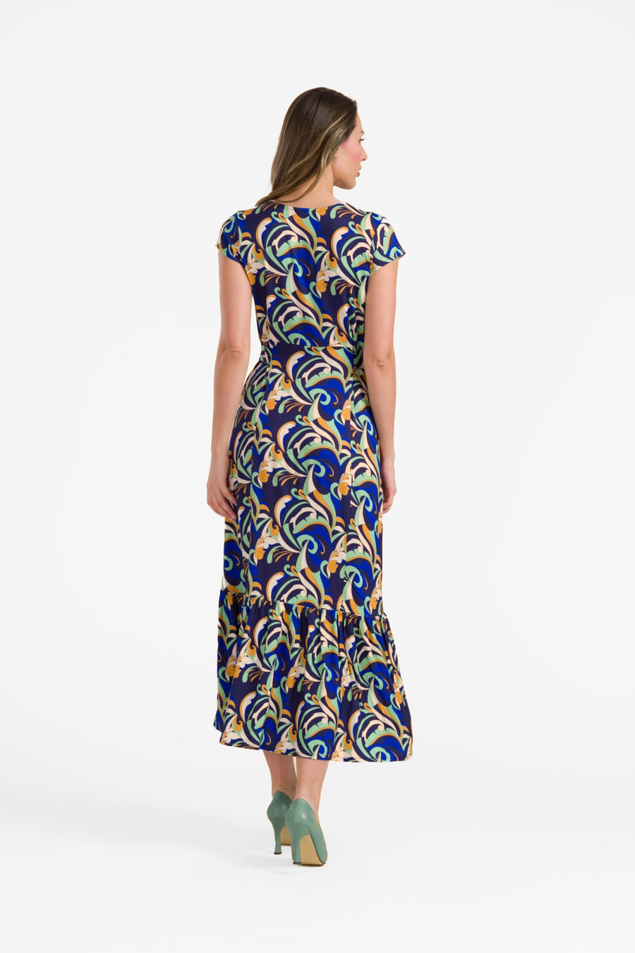 Maud Maxikleid mit kurzen Ärmeln | Abstrakt