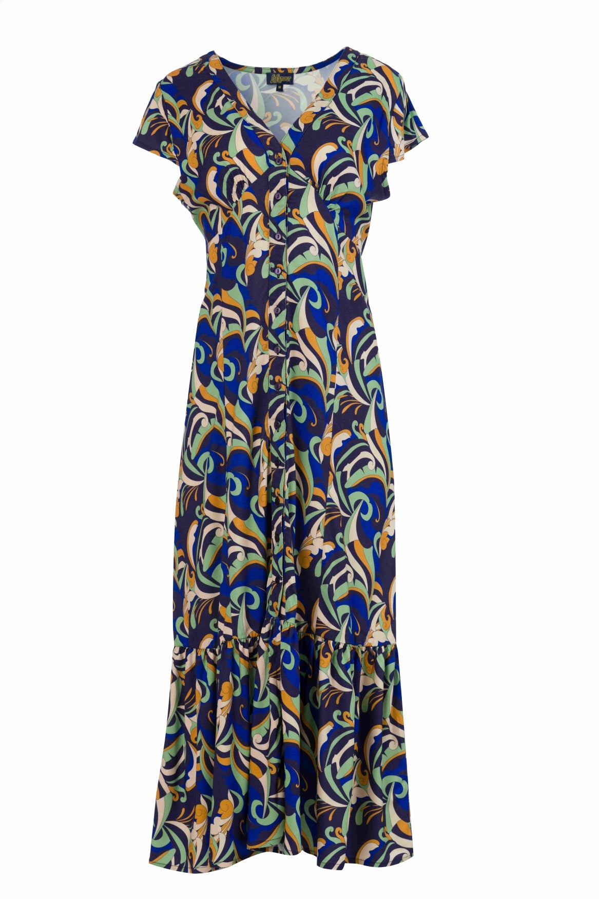 Maud Maxikleid mit kurzen Ärmeln | Abstrakt