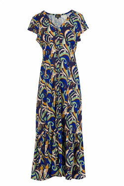 Maud Maxikleid mit kurzen Ärmeln | Abstrakt