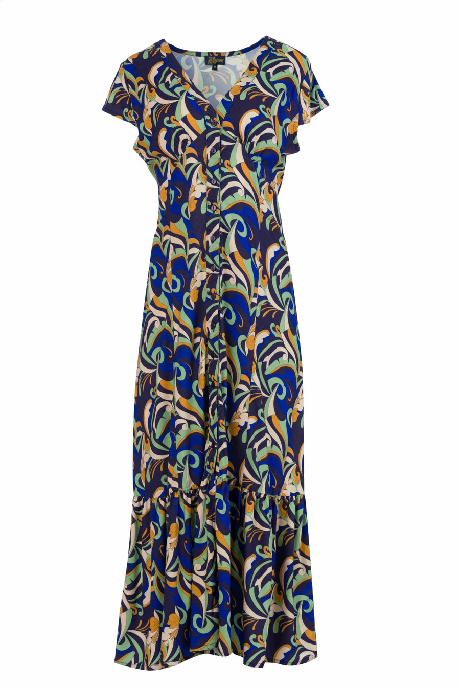 Maud Maxikleid mit kurzen Ärmeln | Abstrakt