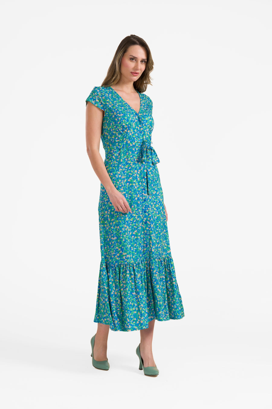 Maud Maxikleid, kurzärmelig | Frühlings-String