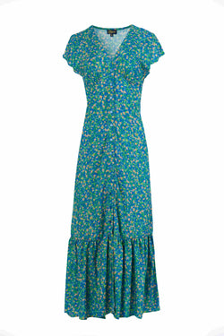 Maud Maxikleid, kurzärmelig | Frühlings-String