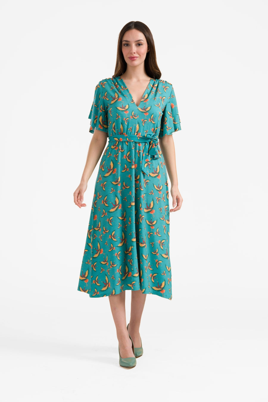 Trix-Kleid mit Schmetterlingsärmeln | Kranich