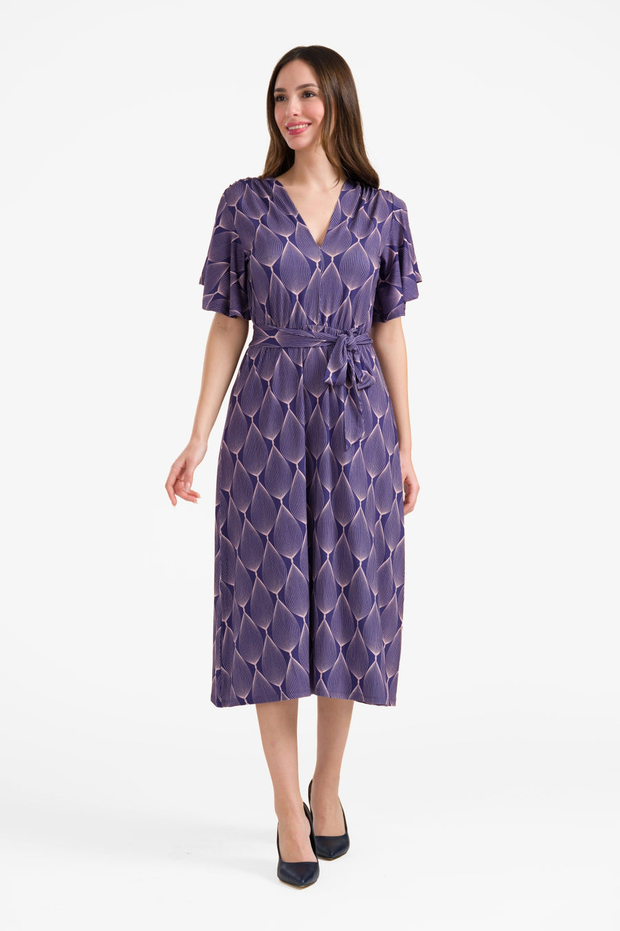 Trix-Kleid mit Schmetterlingsärmeln | Großes grafisches Oval