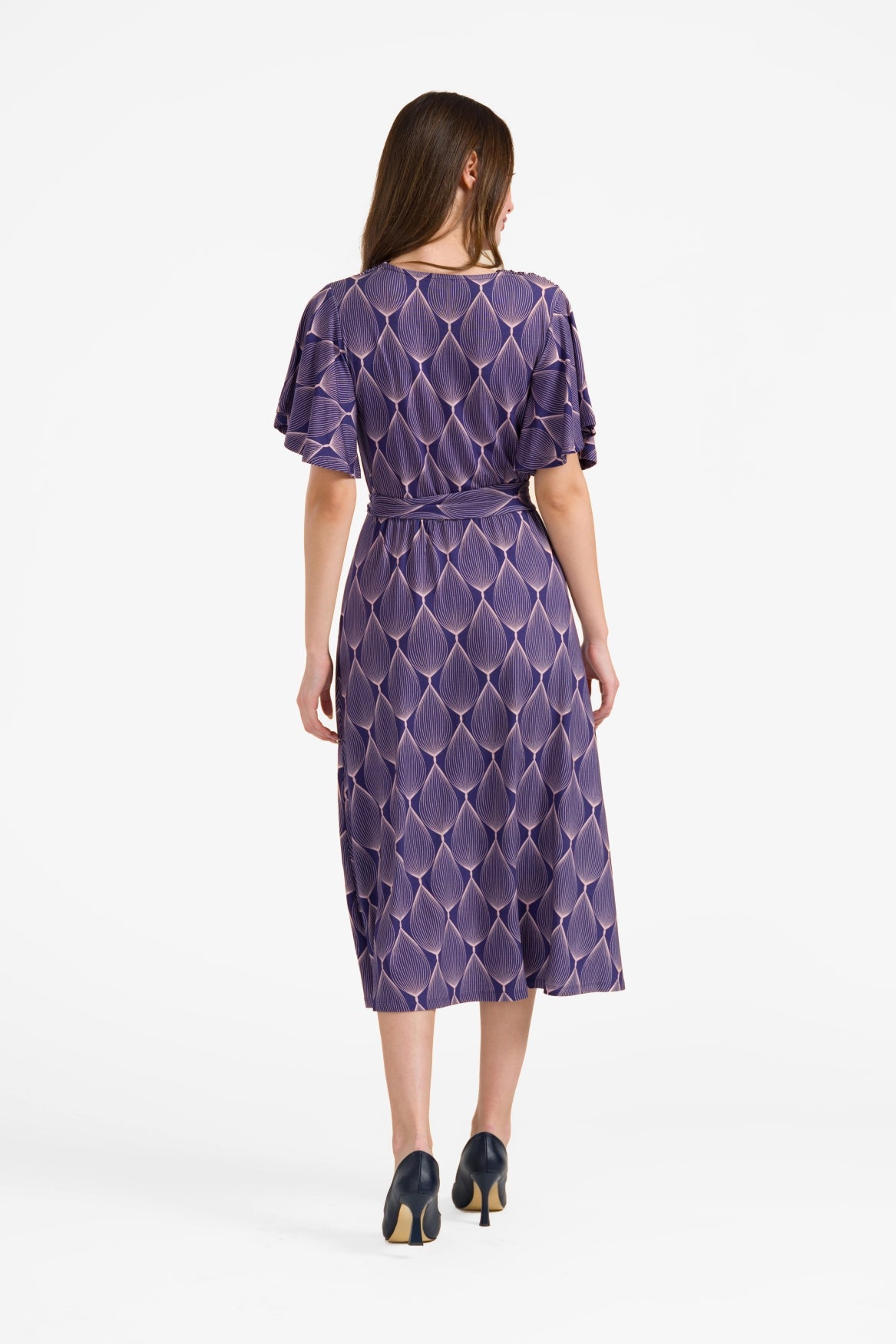 Trix-Kleid mit Schmetterlingsärmeln | Großes grafisches Oval
