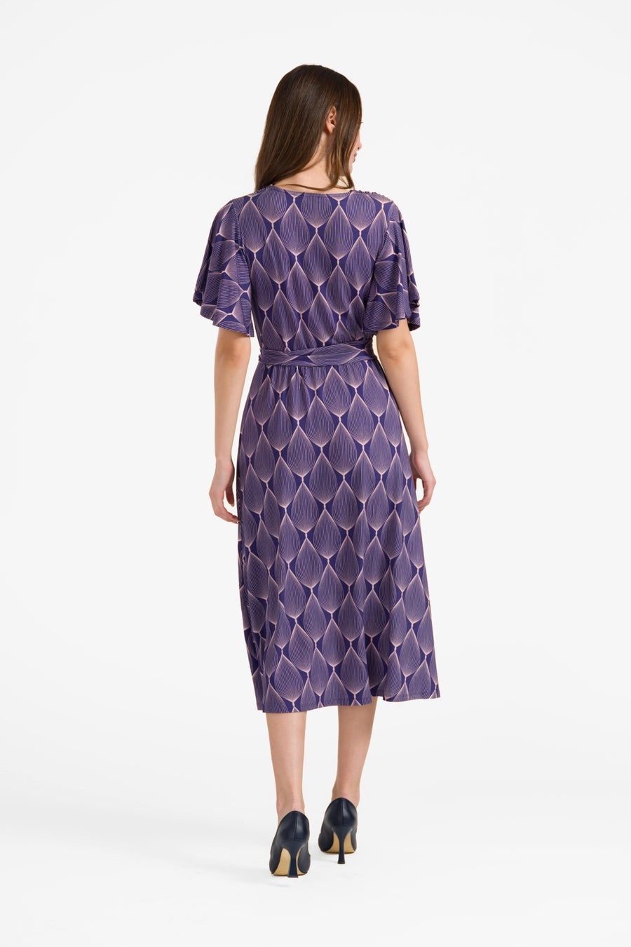 Trix-Kleid mit Schmetterlingsärmeln | Großes grafisches Oval