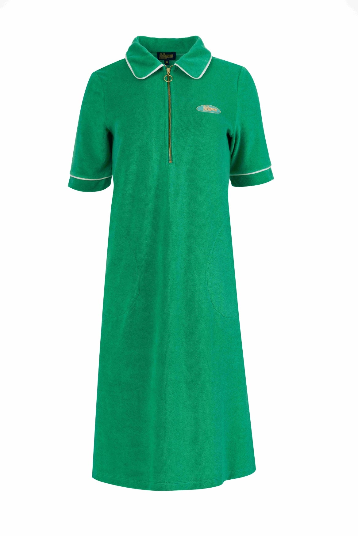 Silbernes Kleid mit kurzen Ärmeln | Grün