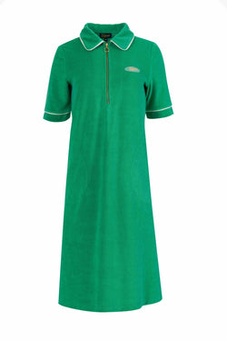Silbernes Kleid mit kurzen Ärmeln | Grün