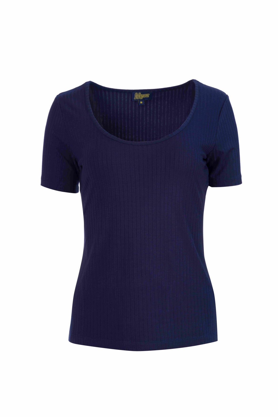 Ella Kurzarm-T-Shirt | Gerippt, Marineblau