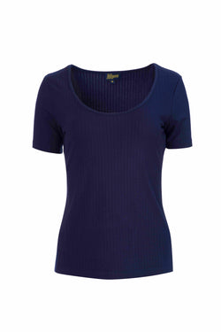 Ella Kurzarm-T-Shirt | Gerippt, Marineblau