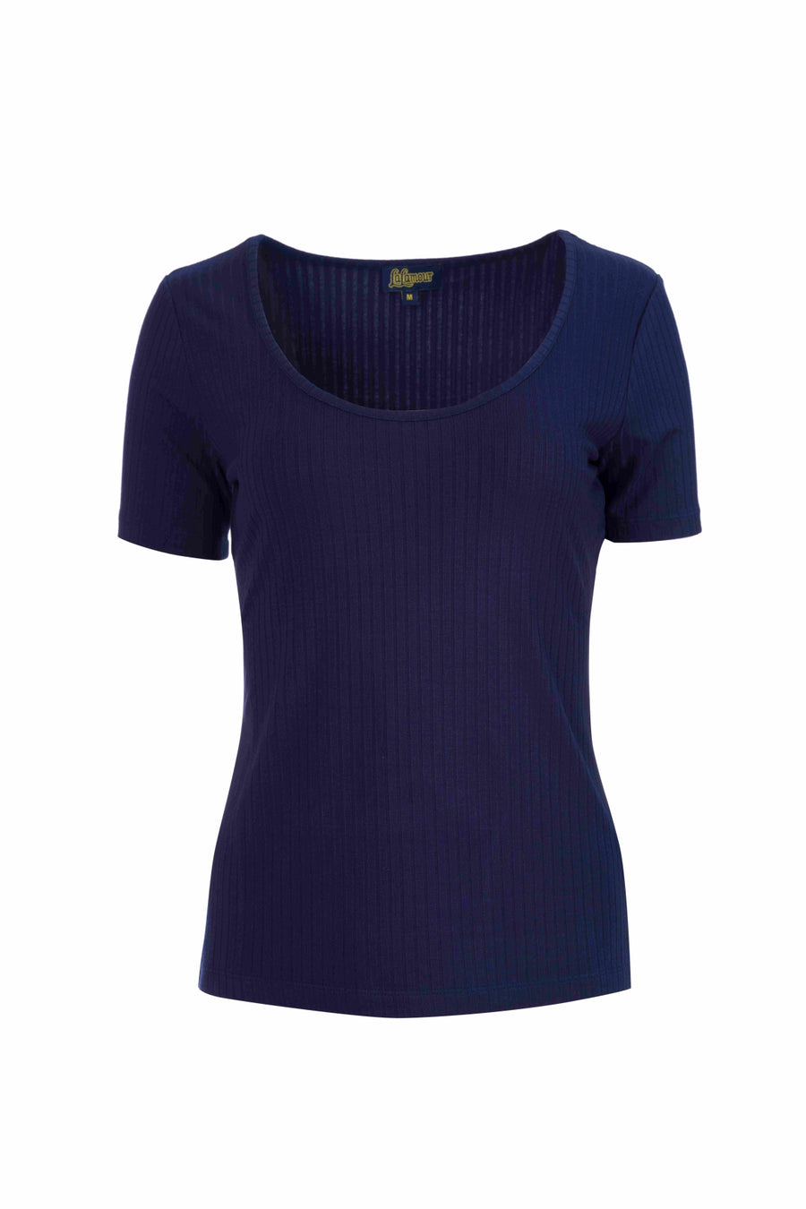 Ella Kurzarm-T-Shirt | Gerippt, Marineblau