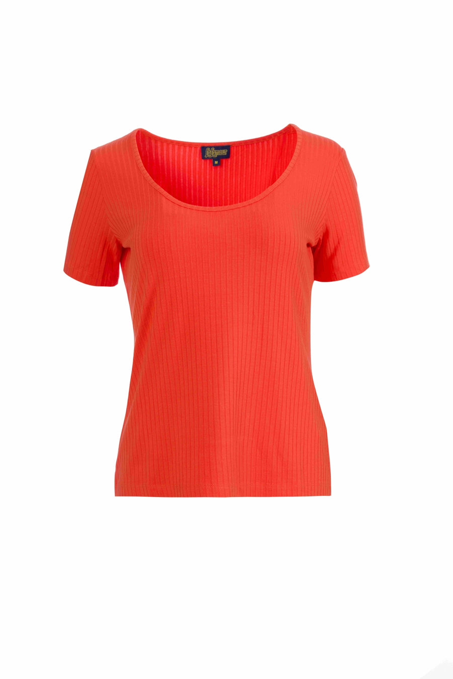 Ella Kurzarm-T-Shirt | Gerippt, Orange-Rot