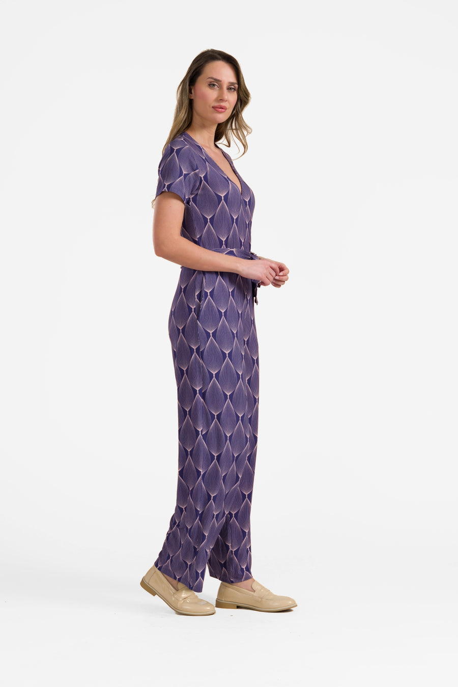 Diana Jumpsuit, Kurzarm | Großes ovales Grafikmotiv