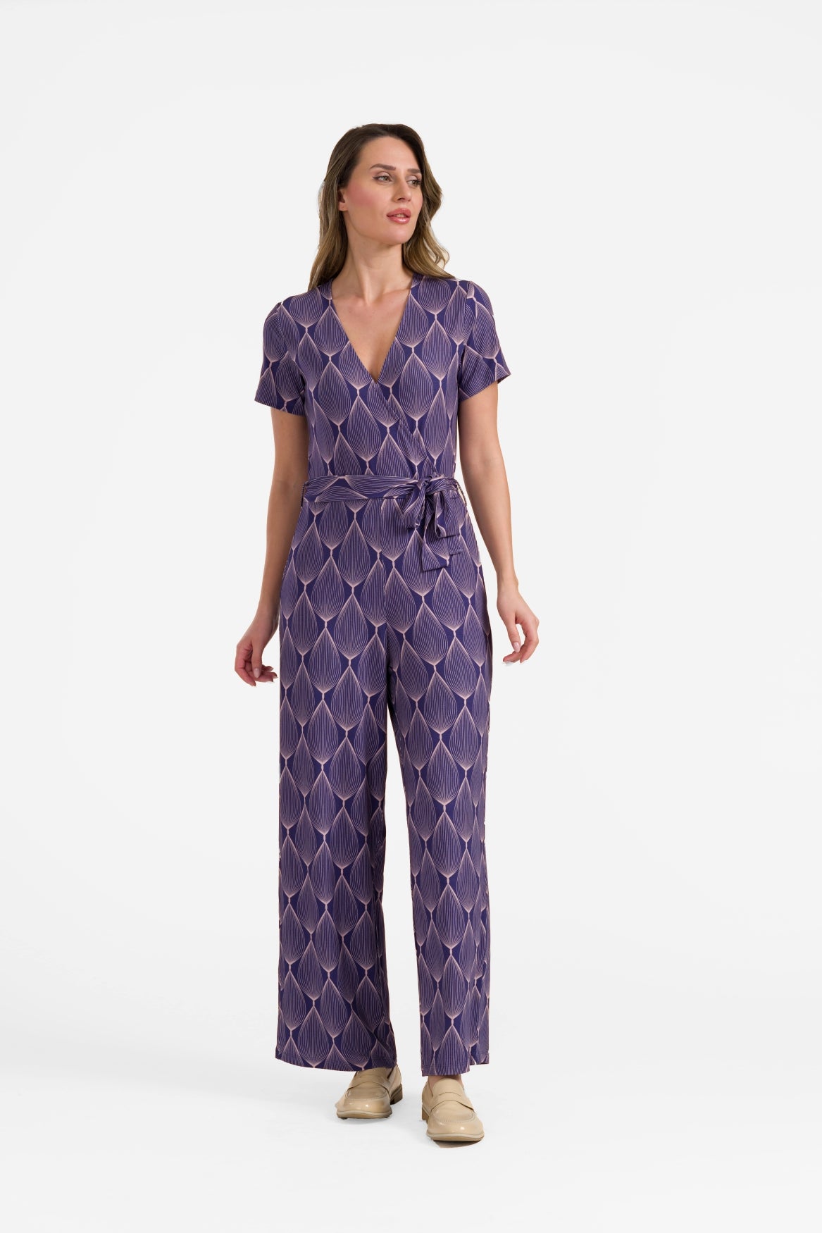 Diana Jumpsuit, Kurzarm | Großes ovales Grafikmotiv