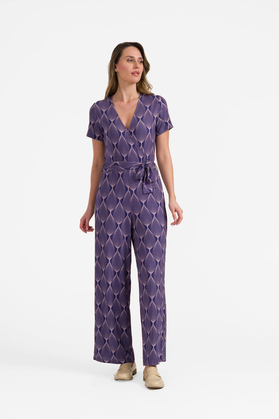Diana Jumpsuit, Kurzarm | Großes ovales Grafikmotiv