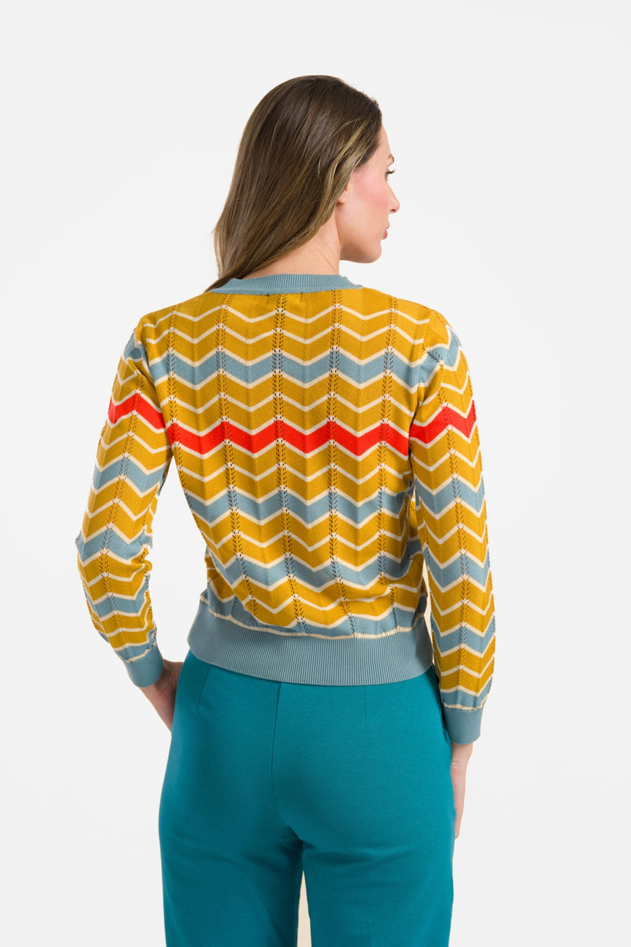 Strickpullover mit V-Ausschnitt und langen Ärmeln | Senfgelb