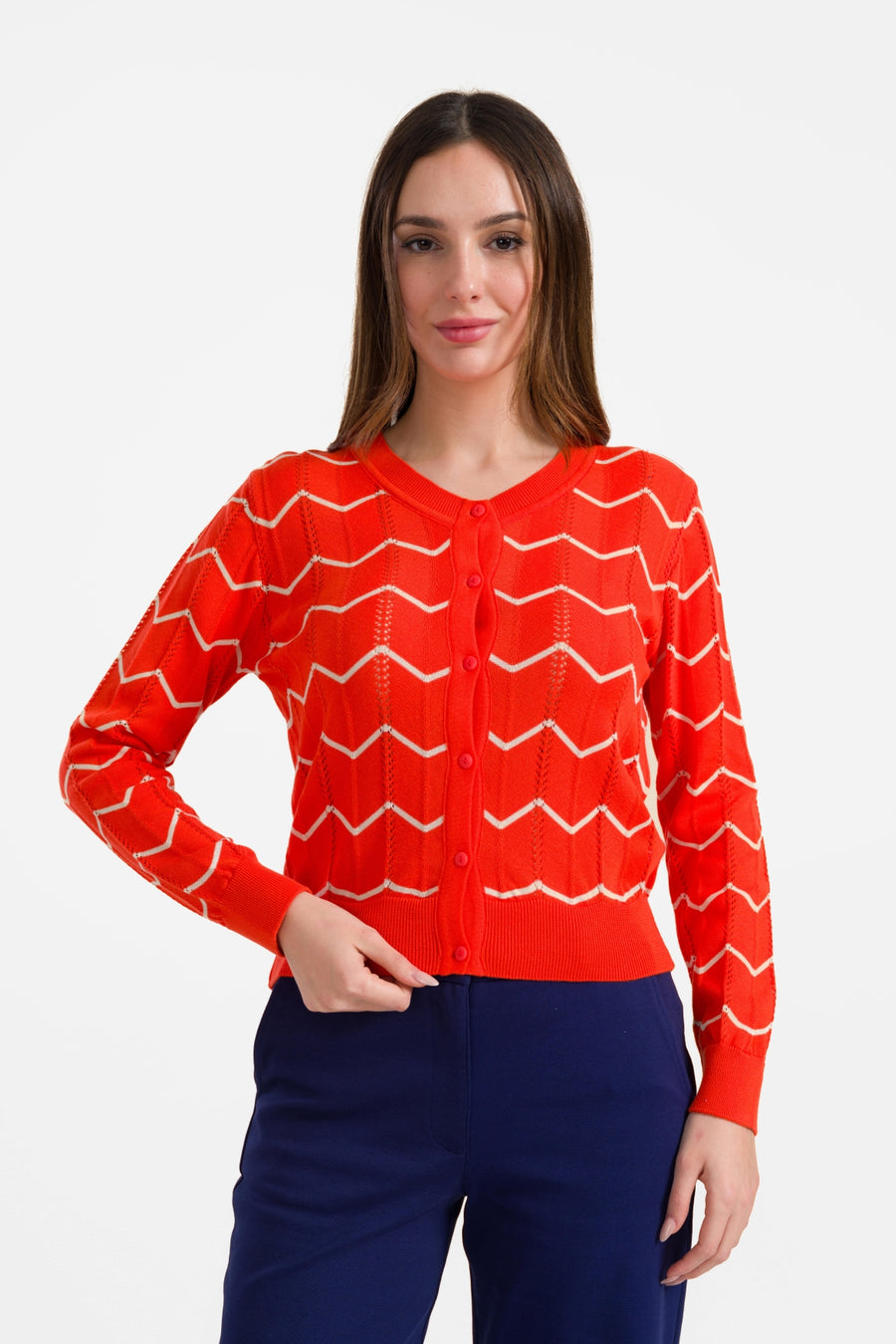 Strickjacke mit langen Ärmeln | Rot