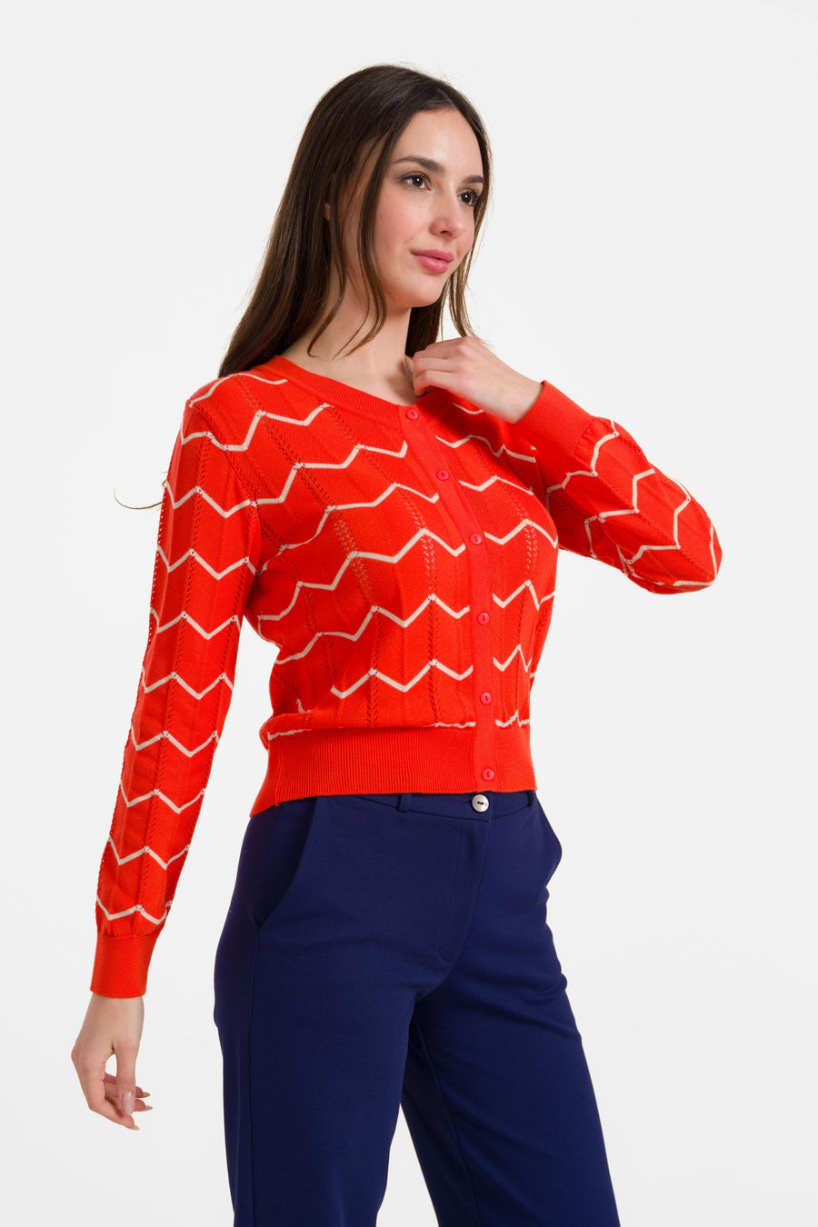 Strickjacke mit langen Ärmeln | Rot