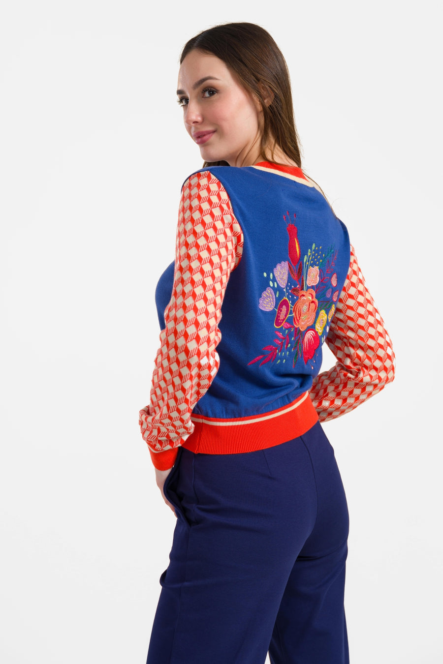 Strickjacke mit langen Ärmeln | Strahlendes Blau