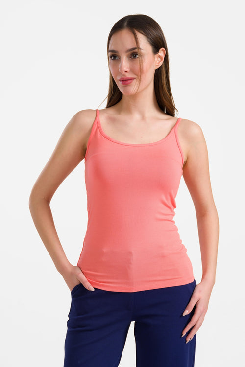 Hella Spaghetti-Top | Schlichtes Korallenrot