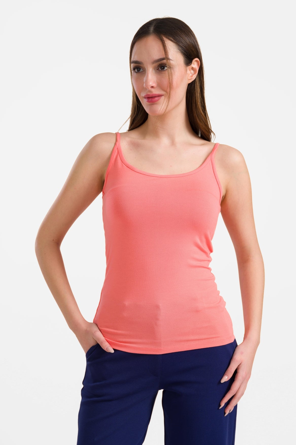 Hella Spaghetti-Top | Schlichtes Korallenrot