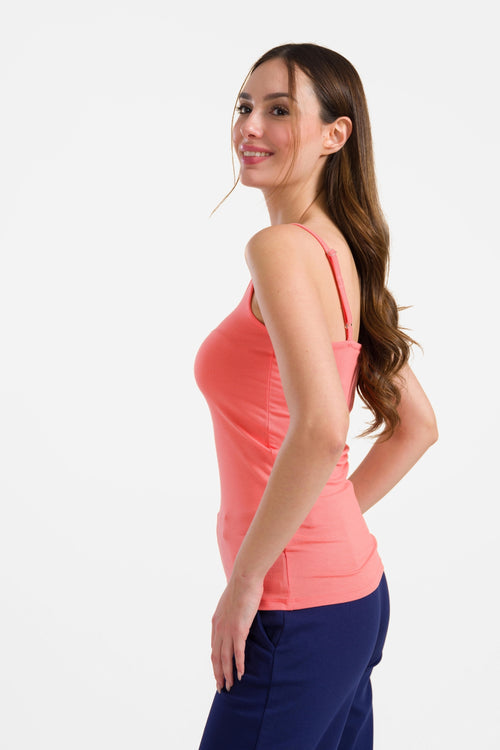 Hella Spaghetti-Top | Schlichtes Korallenrot
