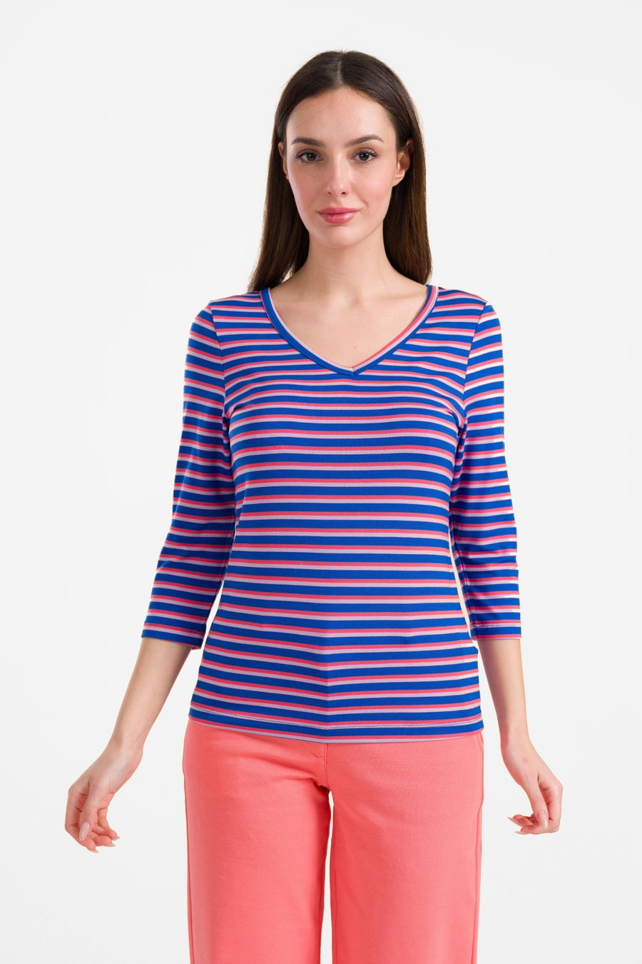 Lynn Top mit 3/4-Ärmeln | Happy Stripes Blau